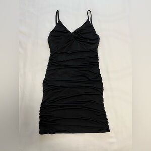 Tiger Mist Black Ruched Mini Bodycon Dress